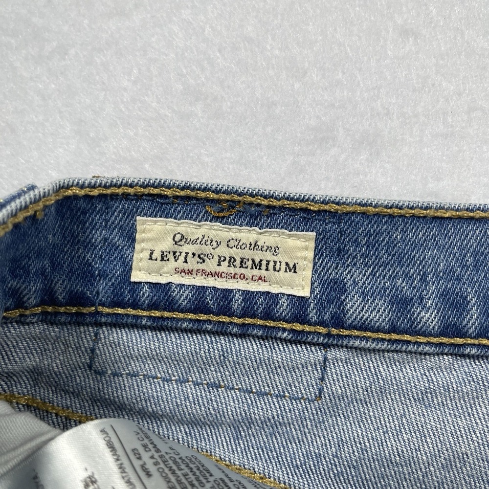 Levi's Premium 501 Skinny Jeans W25 L28 Button Fly Blue Stretch Denim Women's - Picture 7 of 13